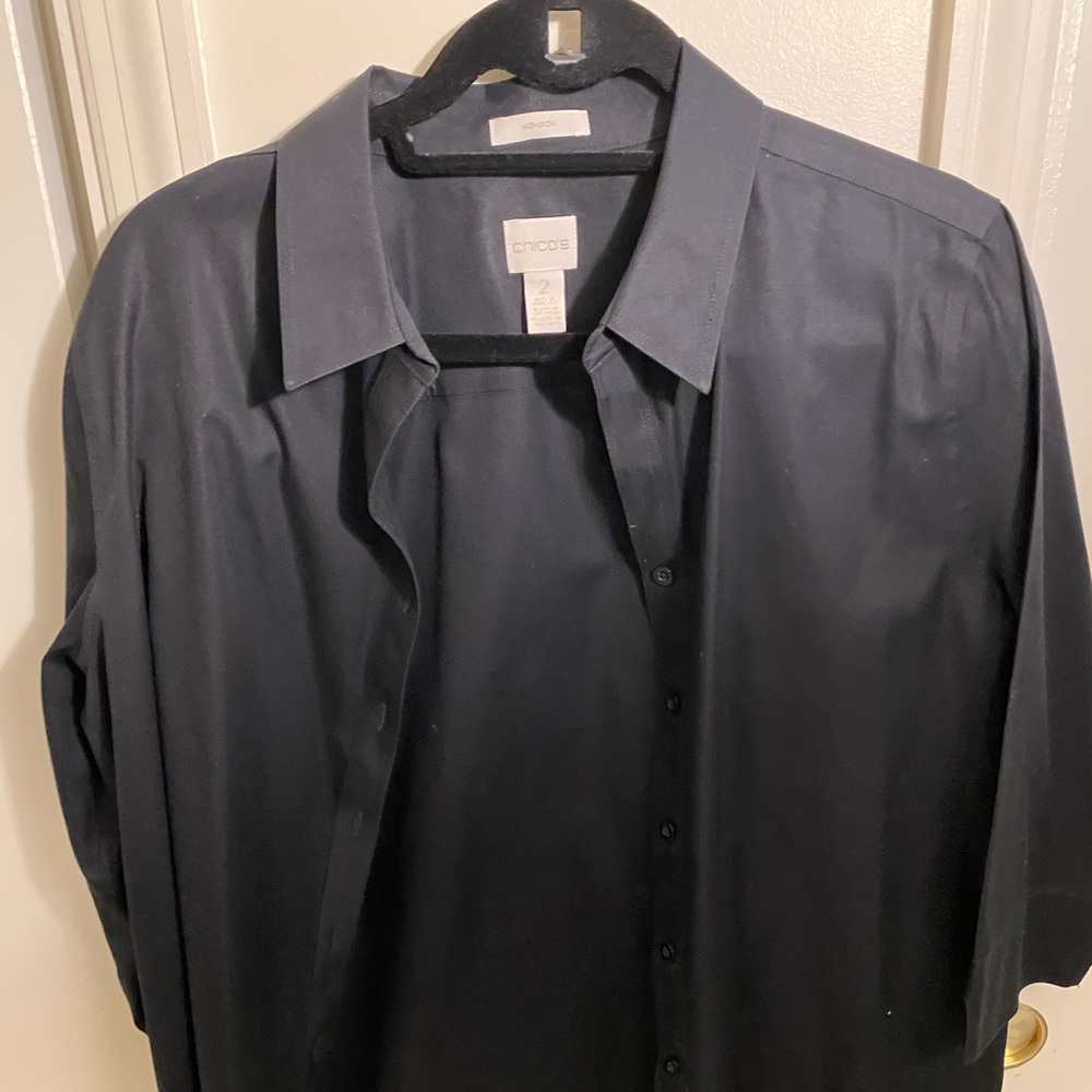 Chico’s size 2 black collared button down